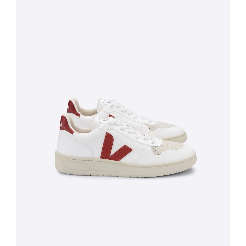 Men\'s Veja V-10 CWL Shoes White/Red | ZA 282JPQ